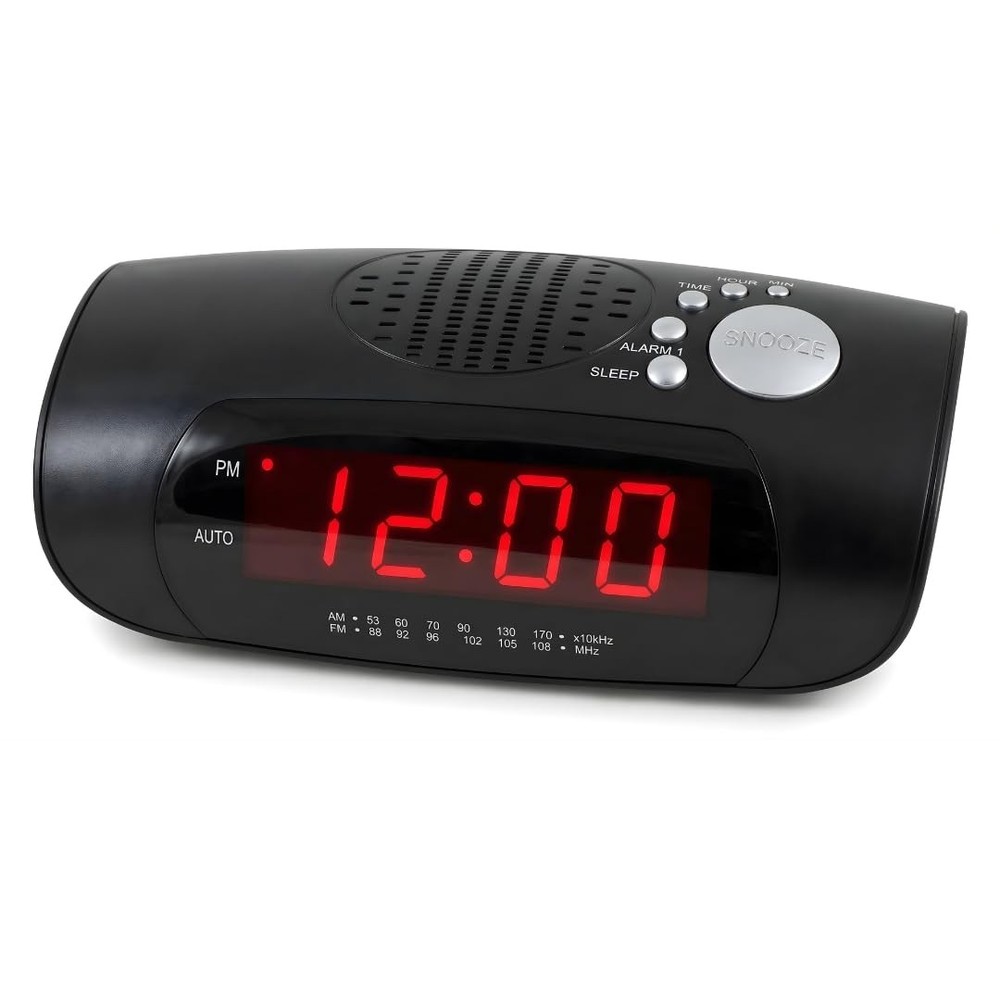Digital Alarm Clock Radio AM FM USB Charging Red LED Display Battery Backup