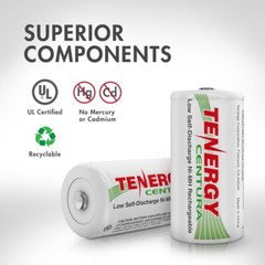 Tenergy Centura C and D NiMH Rechargeable Batteries 1.2V Lot