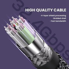 DisplayPort Cable 8K DP 1.4Cable 8K@60Hz 4K@144Hz Braided High Speed Display