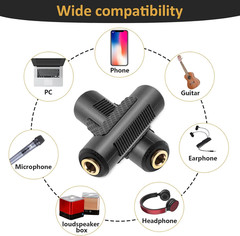 3.5Mm to 3.5Mm Stereo Jack Audio Adapter Female/Female Connectors,Gold Plated (5