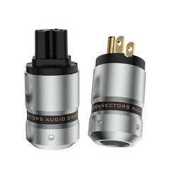 Pair Aluminum Alloy Body Gold Plated Conductor US HiFi Power Plug IEC Connector