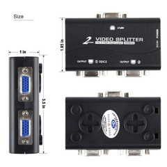 High Resolution 1 to 2 Monitor Switch VGA Video Splitter Converter Adapter