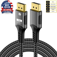 Displayport 2.1 16K DP Cable 8K@120Hz/60Hz 4K@240Hz 80Gbps HDR Video Audio Cable
