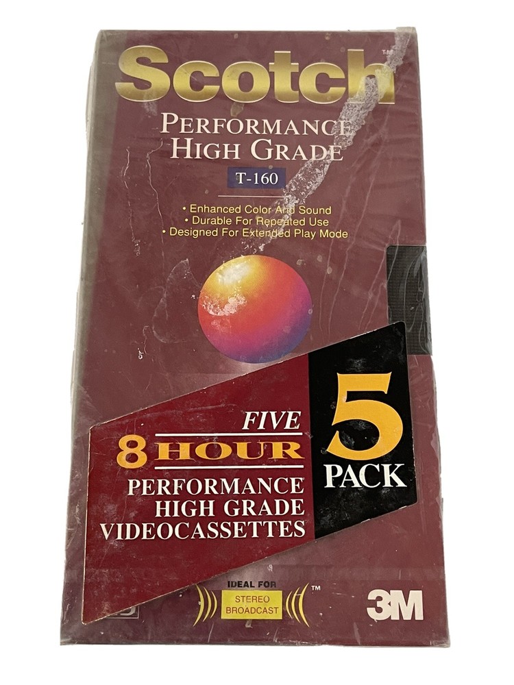 SCOTT 5 Packs New Sealed VHS T-120 Performance High Grade Blank Up to 8HOURS NIB