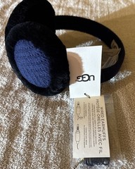 UGG WIRED EARMUFFS TEXTURED KNIT NAVY & BLACK NEW IN BOX WITH TAGS