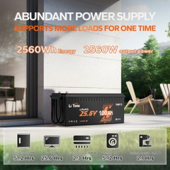 Litime 24V 100Ah Bluetooth 5.0 Low Temp LiFePO4 Lithium Battery For Solar Marine