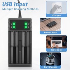 USB Smart Battery Charger For18550 14500 16340 Rechargeable Li-Ion Batteries Lot