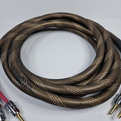 Bi-Wire Speaker Cable Single Flex Braided 2 to 4 Plugs 11 Ft. Long