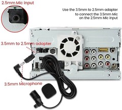 Car Microphone Mic Fits 3.5mm & 2.5mm Bluetooth Enabled Stereo Audio DVD GPS