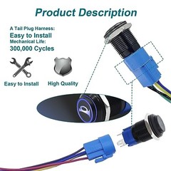 Horn Button, Momentary Push Button Switch, Horn Switch for Car Black