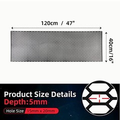 47″x16″ ABS Plastic Universal Car Grill Mesh, Honeycomb 15x20mm Black