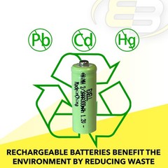Exell 1.2V 2/3AAA 300mAh NiMH Rechargeable Button Top Battery