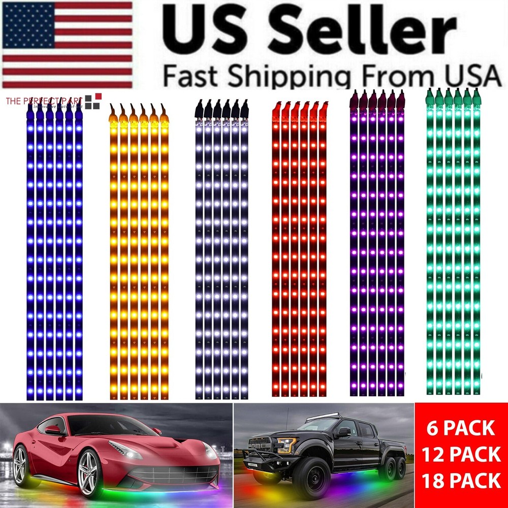 Lot Waterproof 12”/15 DC 12V Motor LED Strip Underbody Light For Car Motorcycle
