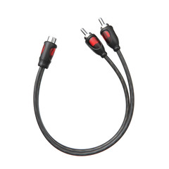 1Ft RCA 1 Female to 2 Male Audio Speaker Y Adapter Splitter Cable (2 Pack)