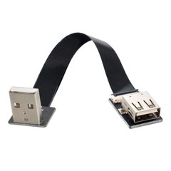 Down Angled USB 2.0 Type-A Male to Female Data Flat Slim FPC Cable for FPV