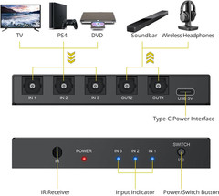 Digital Audio Switcher Splitter – 3 in 2 Out 3 Port Spdif Toslink Optical Swi…