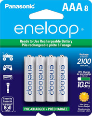 Eneloop AAA Rechargeable Batteries 8 Count Long Lasting 800mAh Pre Charged