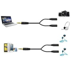 3.5mm AUX Audio Mic Splitter 1 Male to 2 Female Gold Plated Headphone Cable