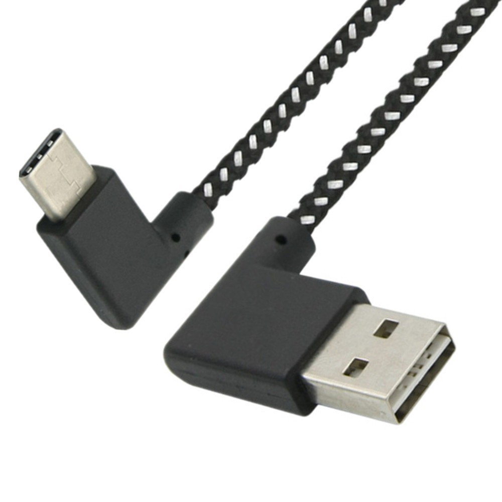 90° Angle USB 2.0 Type-A Male to Type C Male Data Sync Charge Cable Converters