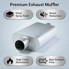 Universal 2.25″(ID) Dual Chamber Exhaust Muffler – 17″ Overall 2.25 Inch SILVER