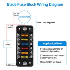 6 Way Fuse Block with Negative Bus Blade Fuse Holder for Automotive Car Truck RV