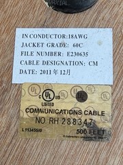 RG6/18AWG Bulk Coax HD Video Cable Black