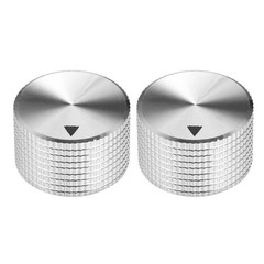 uxcell Stereo Knob, 25x6x15.5 mm Aluminium Alloy, Volume 2 Packs, Silver