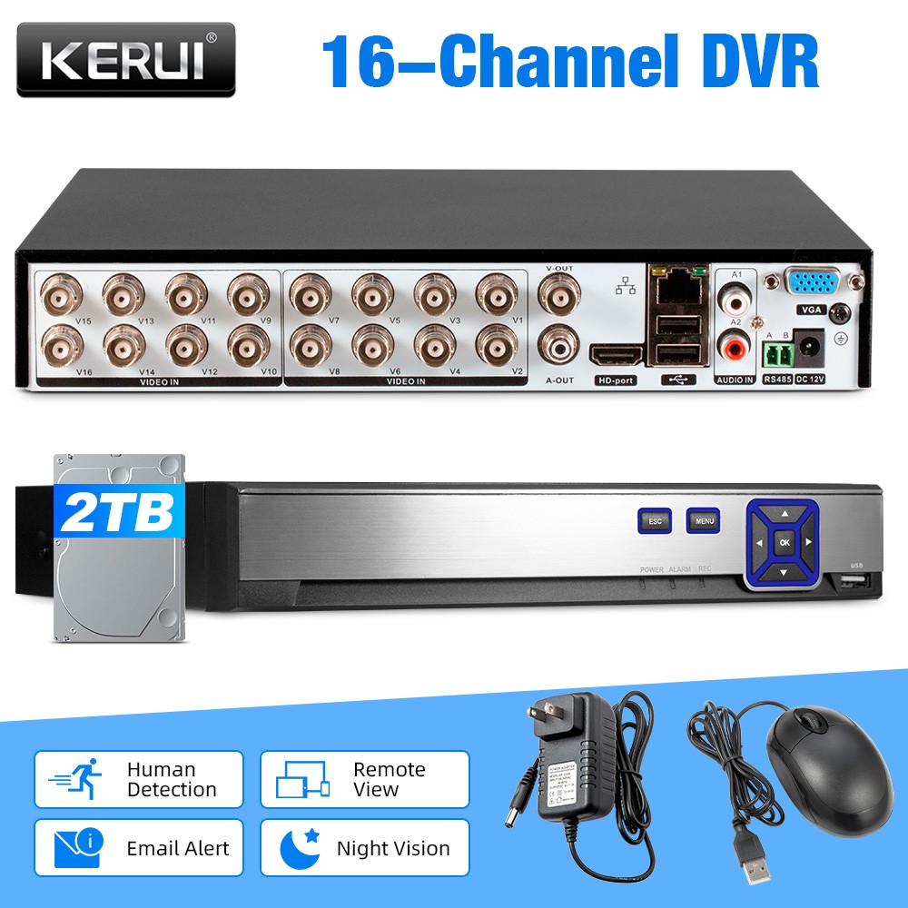 16CH Hybrid 6-in-1 DVR Built-in 2TB HDD Digital Security Video Recorder Unit