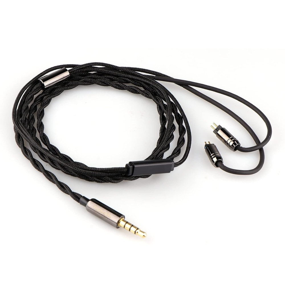 Durable Braided IEM Cable – 4N OFC, Cotton Yarn, 2pin 3.5mm with Microphone