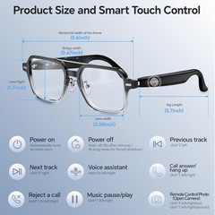 Aviator Smart Glasses for Men & Women, Audio Bluetooth Glasses, Wear Induction