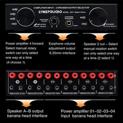 Amplifier Speaker Selector Switch 4 Input 2 Output Or 2 In 4 Out (300W)