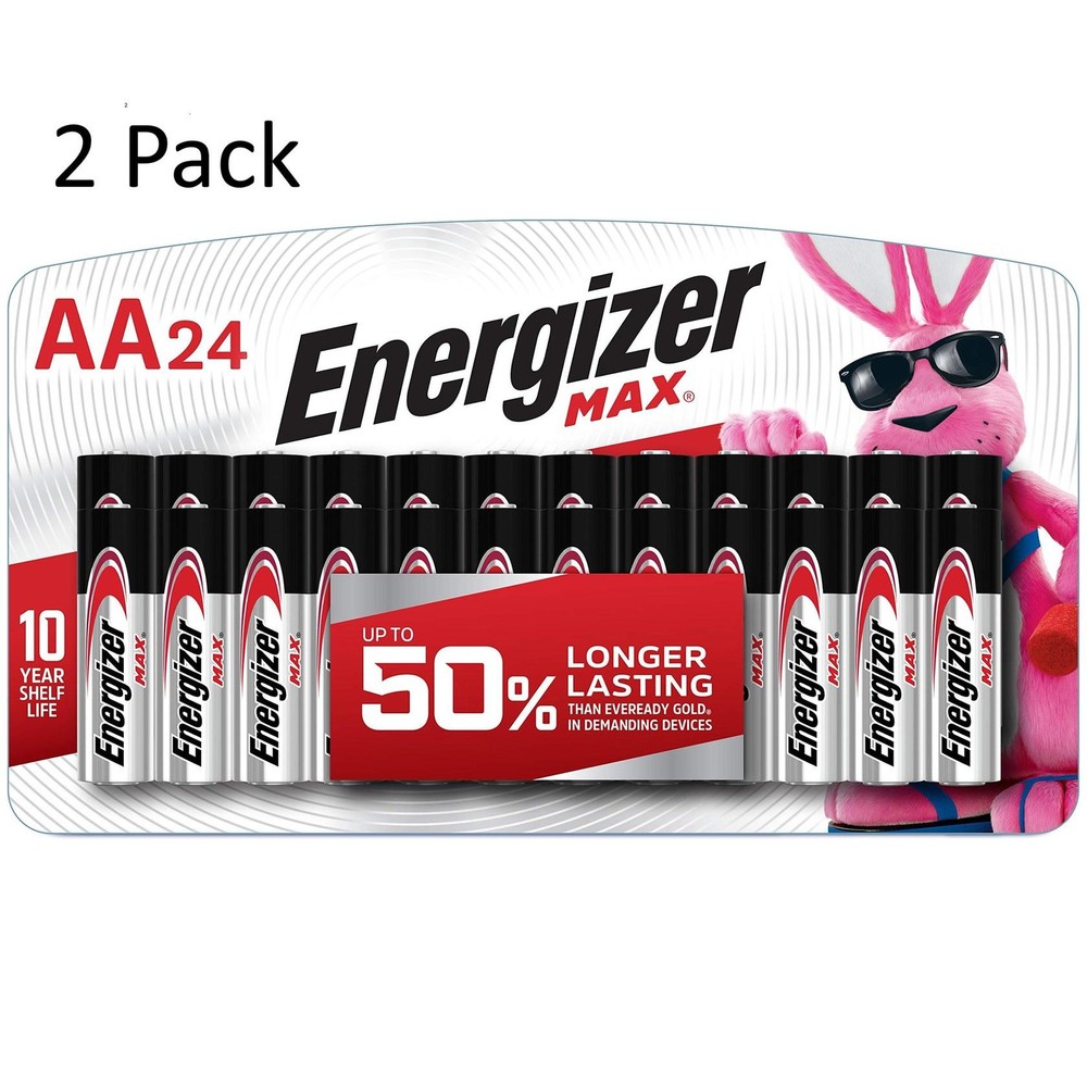 Energizer MAX AA Batteries (24 Pack x2), Double A Alkaline Batteries 48 Total