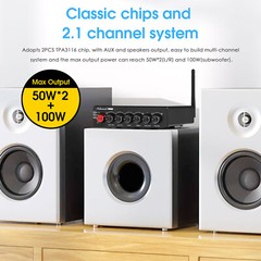 Mini 2.1 Channel Digital Amplifier Subwoofer Amp Bluetooth Home Speaker Receiver