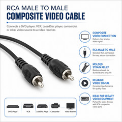 RCA Male to Male Composite Video Cable – 6ft / 12ft / 25ft