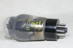 Mullard ECC32 Bottom D-Getter Smoke Glass Black Base Made in England