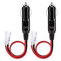 2Pack 12V-24V Fused Car Cigarette Lighter Male Plug Leads LED Light Replacement