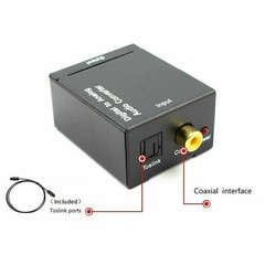 Digital Optical Coaxial to Analog RCA L/R Audio Converter Adapter w/ Fiber Cable