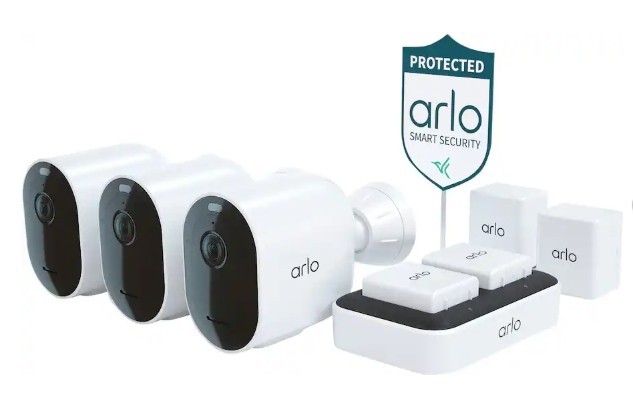 Arlo – Pro 5S 2K 3 Camera Indoor/Outdoor Wire Free Spotlight Security Bundle