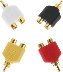 4PCS RCA Y Splitter 1 Male To 2 Female AV Audio Video Cable Adapter