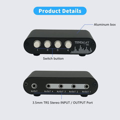 4 in 1 Out / 1 in 4 Out AUX 3.5Mm Stereo Audio Input Signal Source Switcher, 4-W