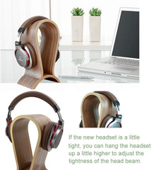 Headphone Stand Wood, Headset Stand for Desk, Walnut Gaming Headphone Holder Com