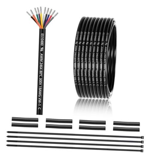 18 Gauge 10 Conductor Electrical Wire UL 2464 18 AWG 10 Wire 25FT 18AWG-10C