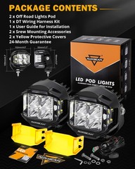 6X AUXBEAM 4” LED Work Driving Light Pods Ditch Fog Dual Side Shooter Amber DRL