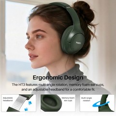 TOZO HT3 Wire/Wireless Headphones Bluetooth 6.0 Foldable Adjustable Headband