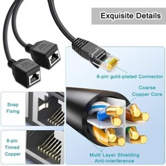 RJ45 Splitter Adapter 1 to 2 Port Ways CAT 7 6 5 LAN Ethernet Cable Connector