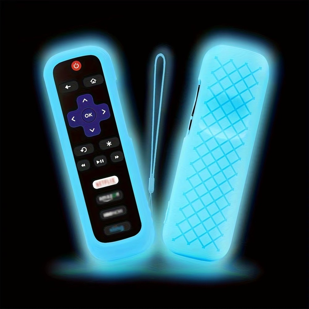 1P Silicone Remote Control Cover For Roku Glow-In-The-Dark TV Remote Holder Case