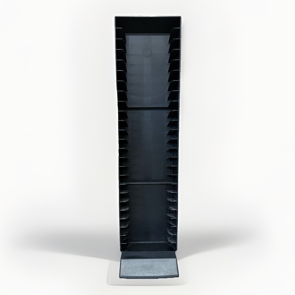 Vintage Laserline 25 VHS Tape Tower Storage Rack Black Plastic