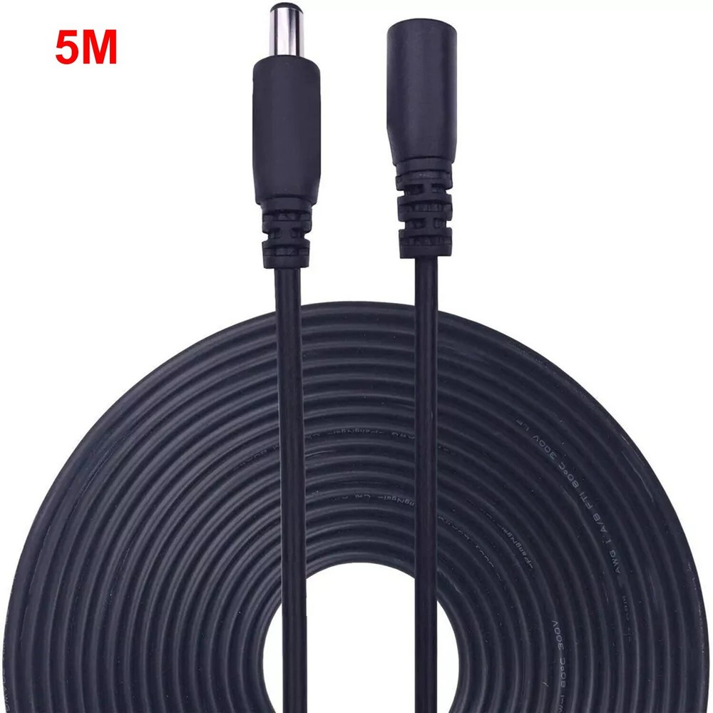 16ft DC Power Extension Cable 5.5mm x 2.1mm Male Female Cord 18AWG 12V 24V 10A