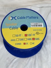 New – Cable Matters 100ft 16AWG 2C 2Conductor Audio Speaker In Wall Cable