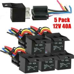 5X 12V 30/40 Amp 5-Pin SPST Automotive Relay with Wires & Harness Socket Set US